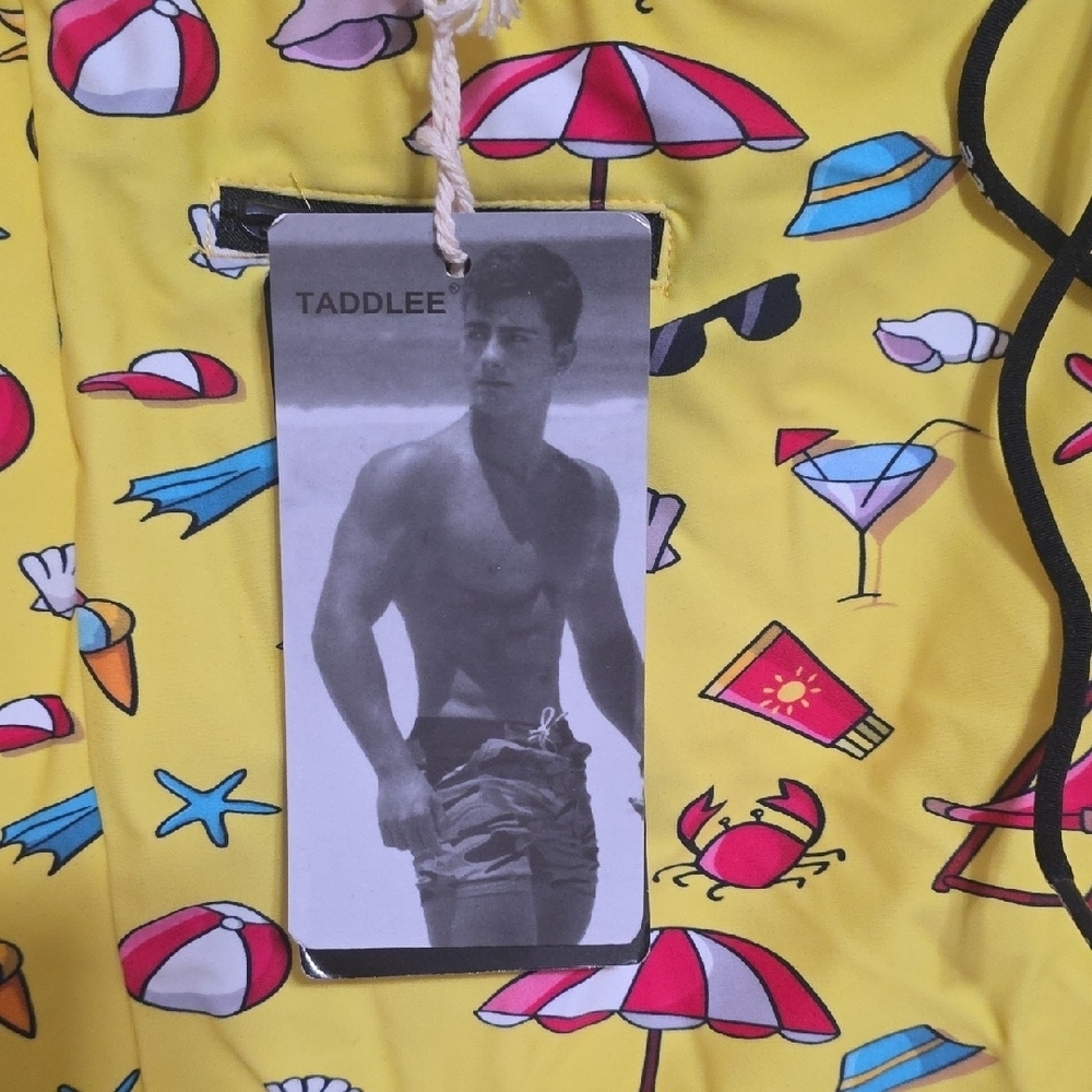 Yellow Patterned Swim Trunks - Picture 2 of 4